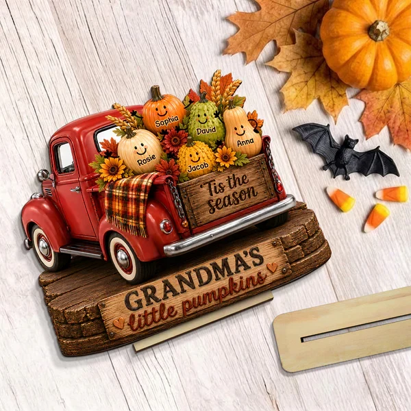 Personalized Wooden Plaque, Grandma's Little Pumpkins Red Truck Fall Decor, Unique Gift for Grandma - Image 7