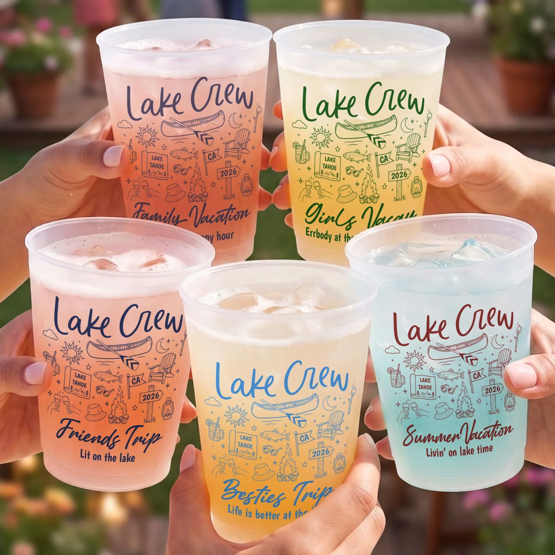 Personalized Frosted Plastic Cup, Lake Crew Art for Sunlit Lake Party, unique Gift for Friends & Family - Image 3