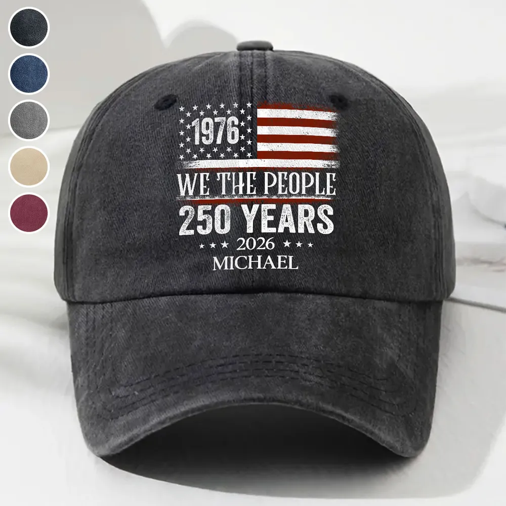 We The People - Personalized Custom Vintage Washed Denim Cap