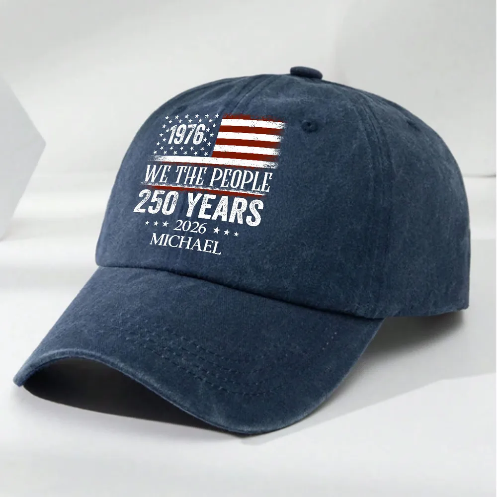 We The People - Personalized Custom Vintage Washed Denim Cap - Image 3