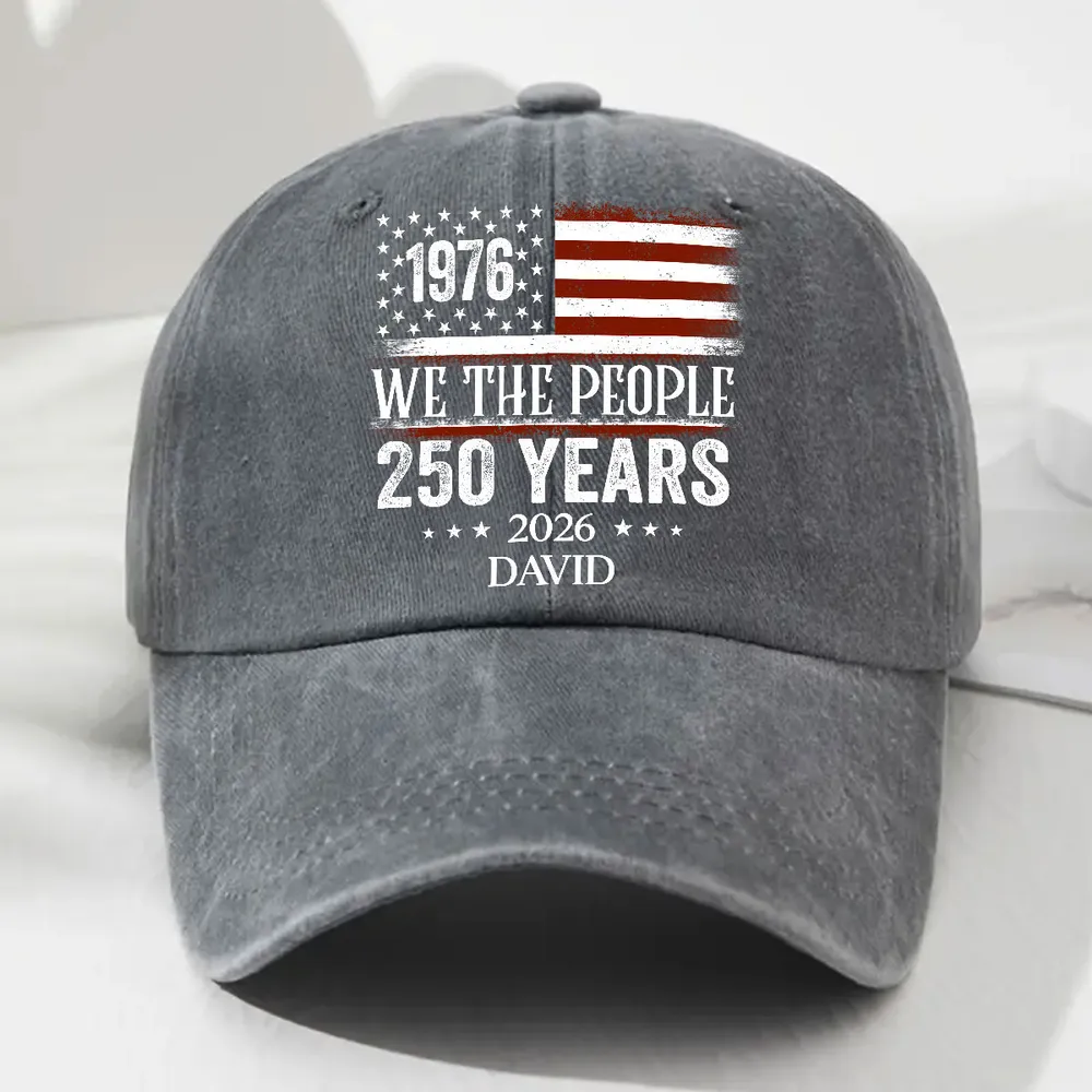 We The People - Personalized Custom Vintage Washed Denim Cap - Image 4