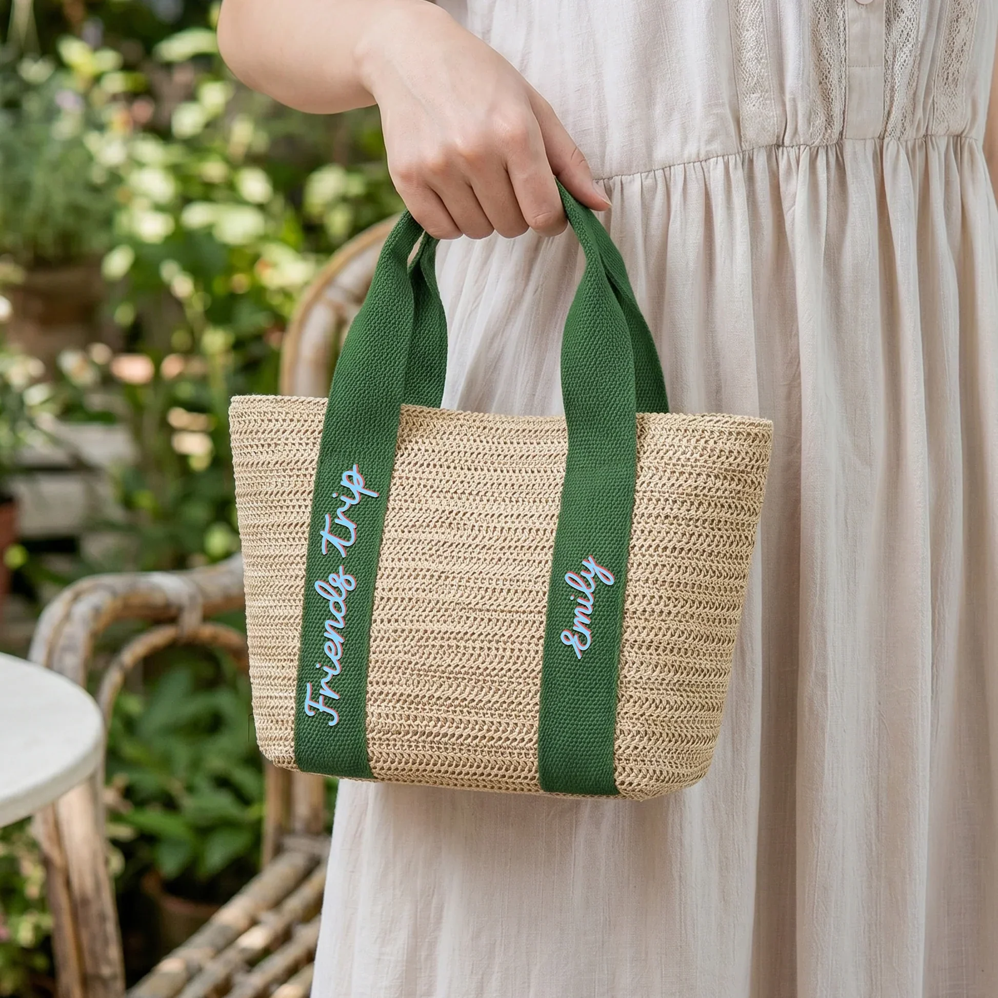 Personalized Straw Tote Bag for Girls Trip, Beach Vacation Unique Gift for Friends - Image 6