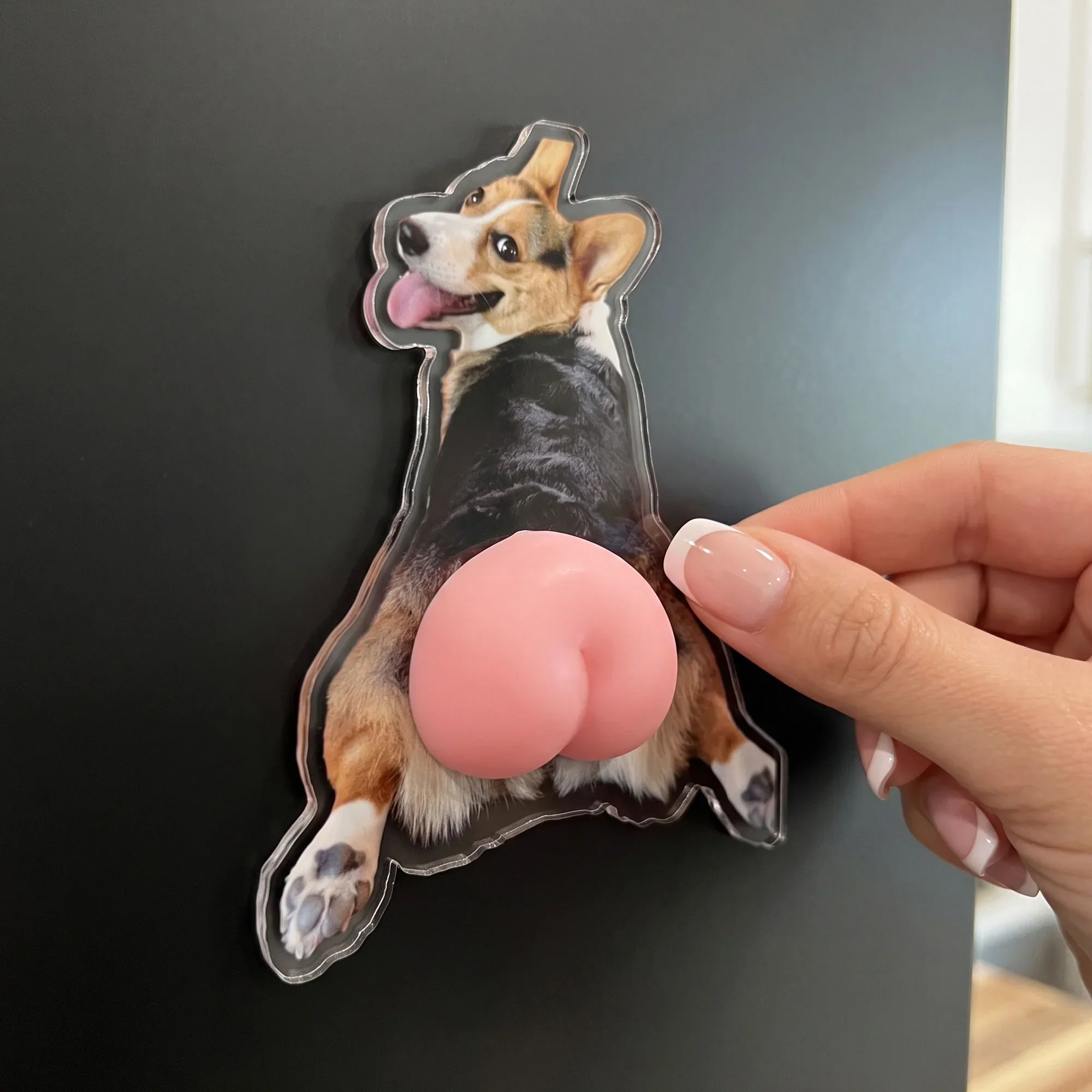 Personalized Silicone Butt Acrylic Magnet with Cat & Dog Design, Creative Gift for Pet Owners - Image 5