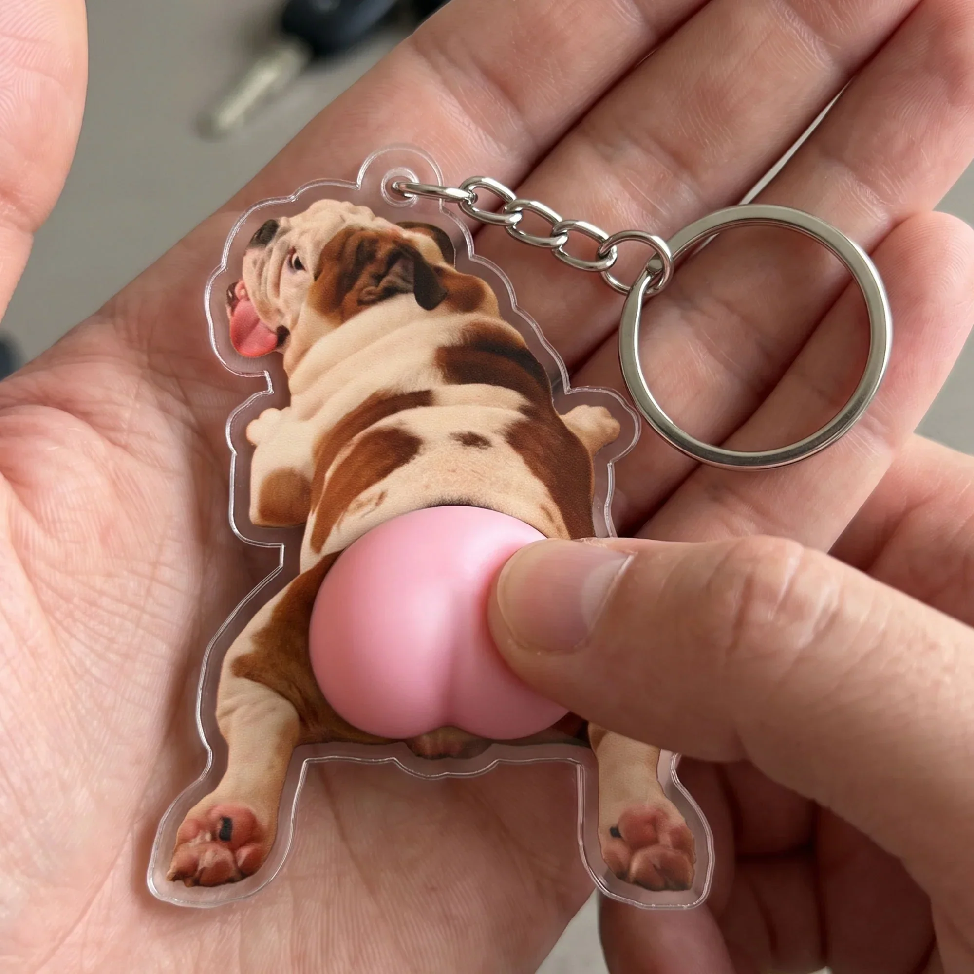 Silicone Butt Acrylic Keychain With Custom Pet Photo, Funny Pink Butt, Creative Gift for Pet Owners - Image 3