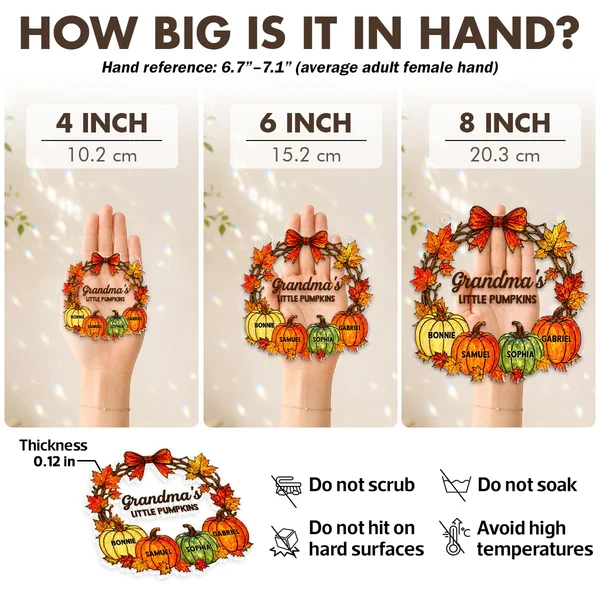 Personalized Acrylic Suncatcher Ornament with Fall Pumpkins, Unique Gift for Grandma's Sunlit Window - Image 4