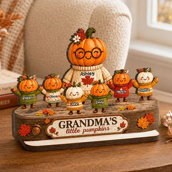 Personalized 2-Layer Wooden Plaque, Grandma's Little Pumpkins Fall Decor, Unique Gift for Grandma - Image 2