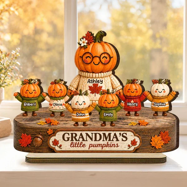 Personalized 2-Layer Wooden Plaque, Grandma's Little Pumpkins Fall Decor, Unique Gift for Grandma - Image 3