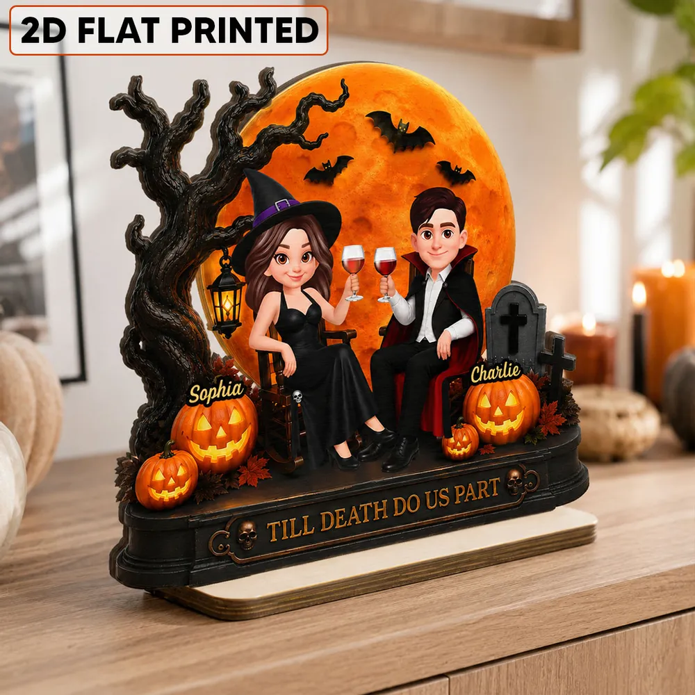 2-Layer Wooden Plaque With Till Death Do Us Part Couple, Personalized Unique Gift For Him & Her - Image 2