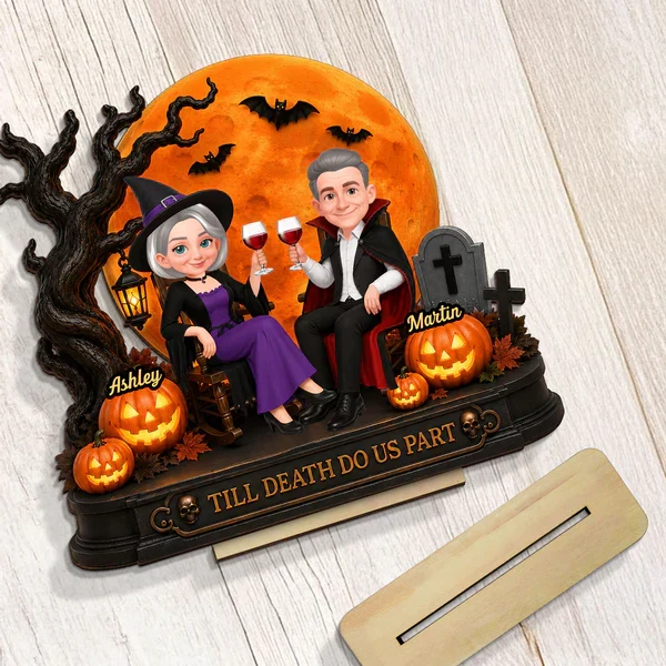 2-Layer Wooden Plaque With Till Death Do Us Part Couple, Personalized Unique Gift For Him & Her - Image 5