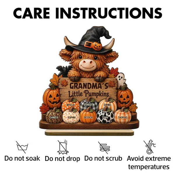 Personalized Highland Cow 2-Layer Wooden Plaque, Grandma's Little Pumpkins Fall Decor, Unique Gift for Grandma - Image 5