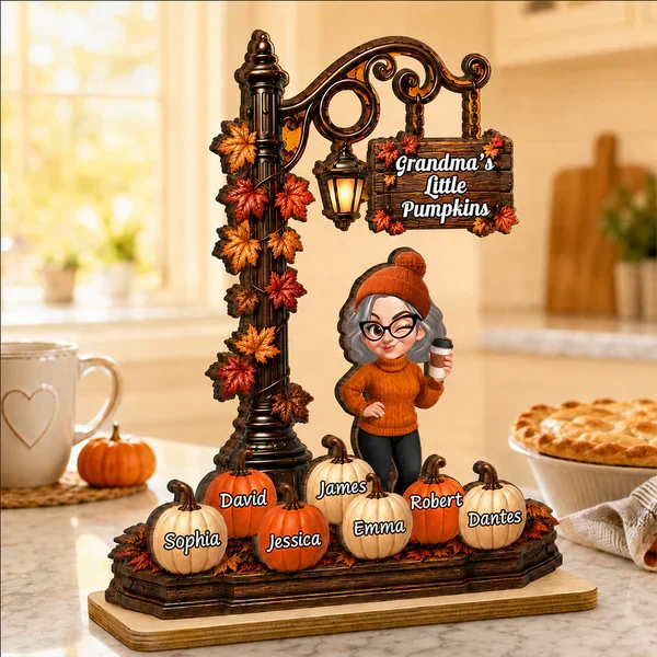 Personalized 2-Layer Wooden Plaque, Grandma's Little Pumpkins Lamp Post, Unique Gift for Grandma - Image 6