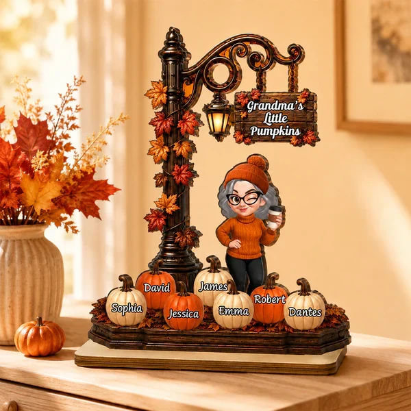 Personalized 2-Layer Wooden Plaque, Grandma's Little Pumpkins Lamp Post, Unique Gift for Grandma - Image 7