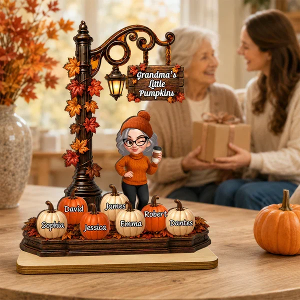 Personalized 2-Layer Wooden Plaque, Grandma's Little Pumpkins Lamp Post, Unique Gift for Grandma - Image 9