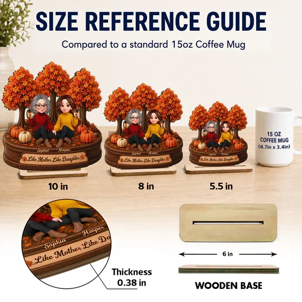 2-Layer Wooden Plaque, Autumn Trees & Seated Coffee Scene, Warm Custom Style, Unique Creative Gift - Image 4