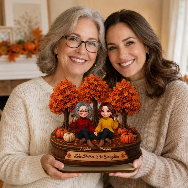 2-Layer Wooden Plaque, Autumn Trees & Seated Coffee Scene, Warm Custom Style, Unique Creative Gift - Image 7