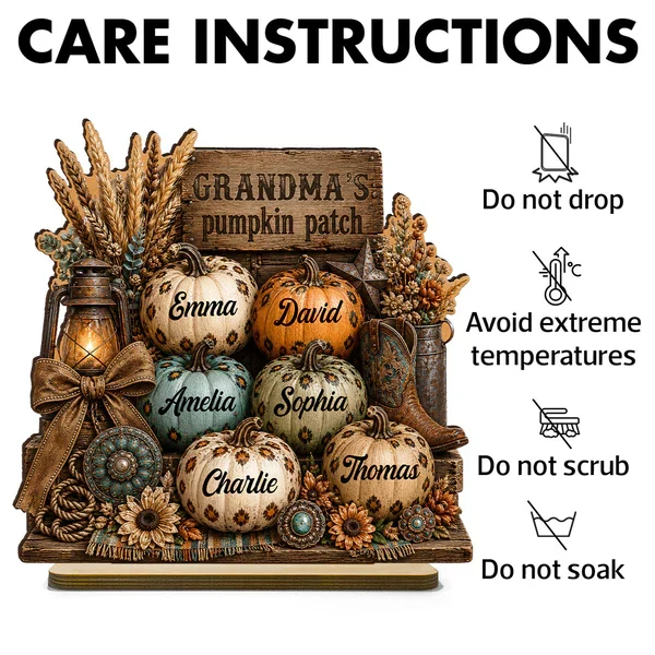 Personalized 2-Layer Wooden Plaque, Grandma's Leopard Pumpkin Patch Fall Decor, Unique Gift for Grandma - Image 11