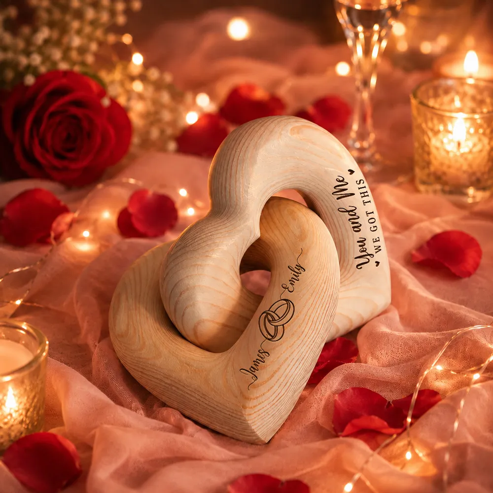 Engraved Infinity Heart Sculpture, Personalized Couple Keepsake with Rings, Unique Gift for Wife or Husband - Image 5