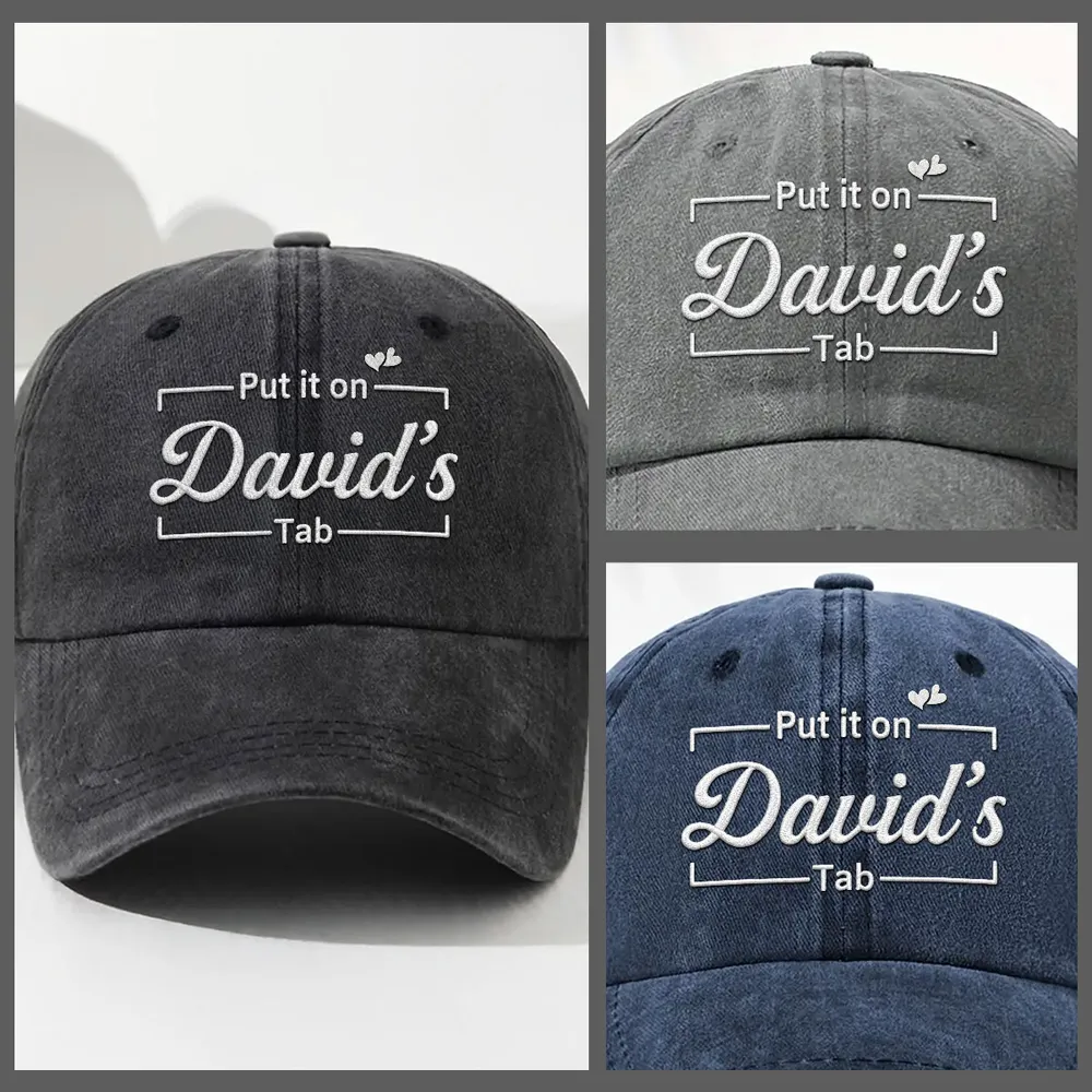 Personalized Washed Denim Baseball Cap, Put It On His Tab, Creative Gift for Dad or Husband - Image 3