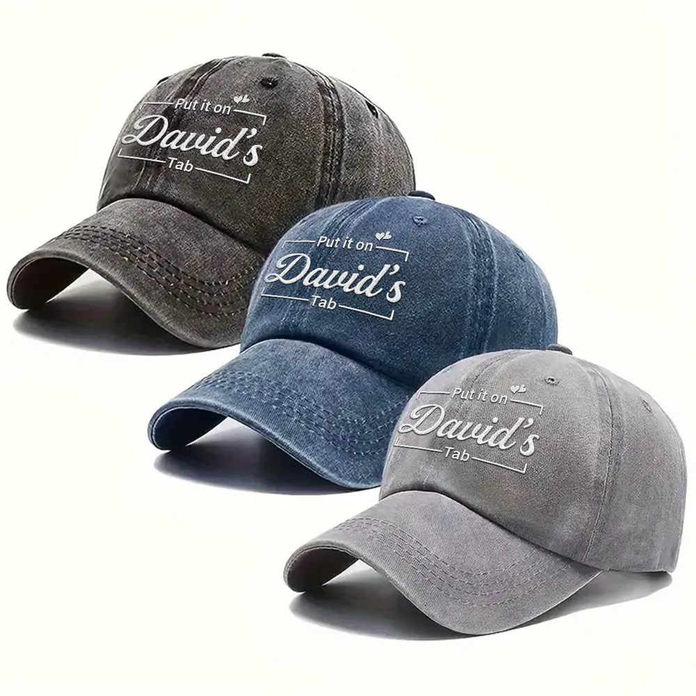 Personalized Washed Denim Baseball Cap, Put It On His Tab, Creative Gift for Dad or Husband - Image 5