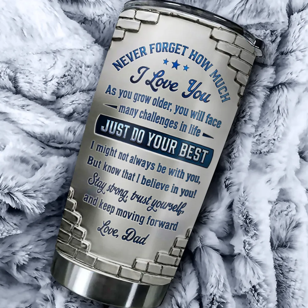Personalized Insulated Travel Tumbler for Daughter, Dad's Encouraging Unique Gift with Fist Bump Art - Image 4