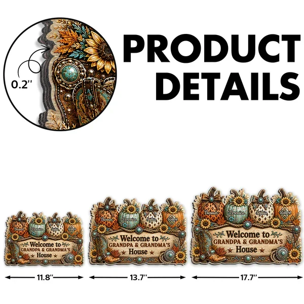 Personalized Wooden Sign, Western Fall Pumpkins for Grandpa & Grandma, Unique Creative Gift for Family Decor - Image 4