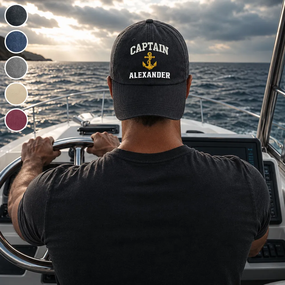Custom Washed Denim Baseball Cap for Sailing Captain, Creative Gift for Days at Sea