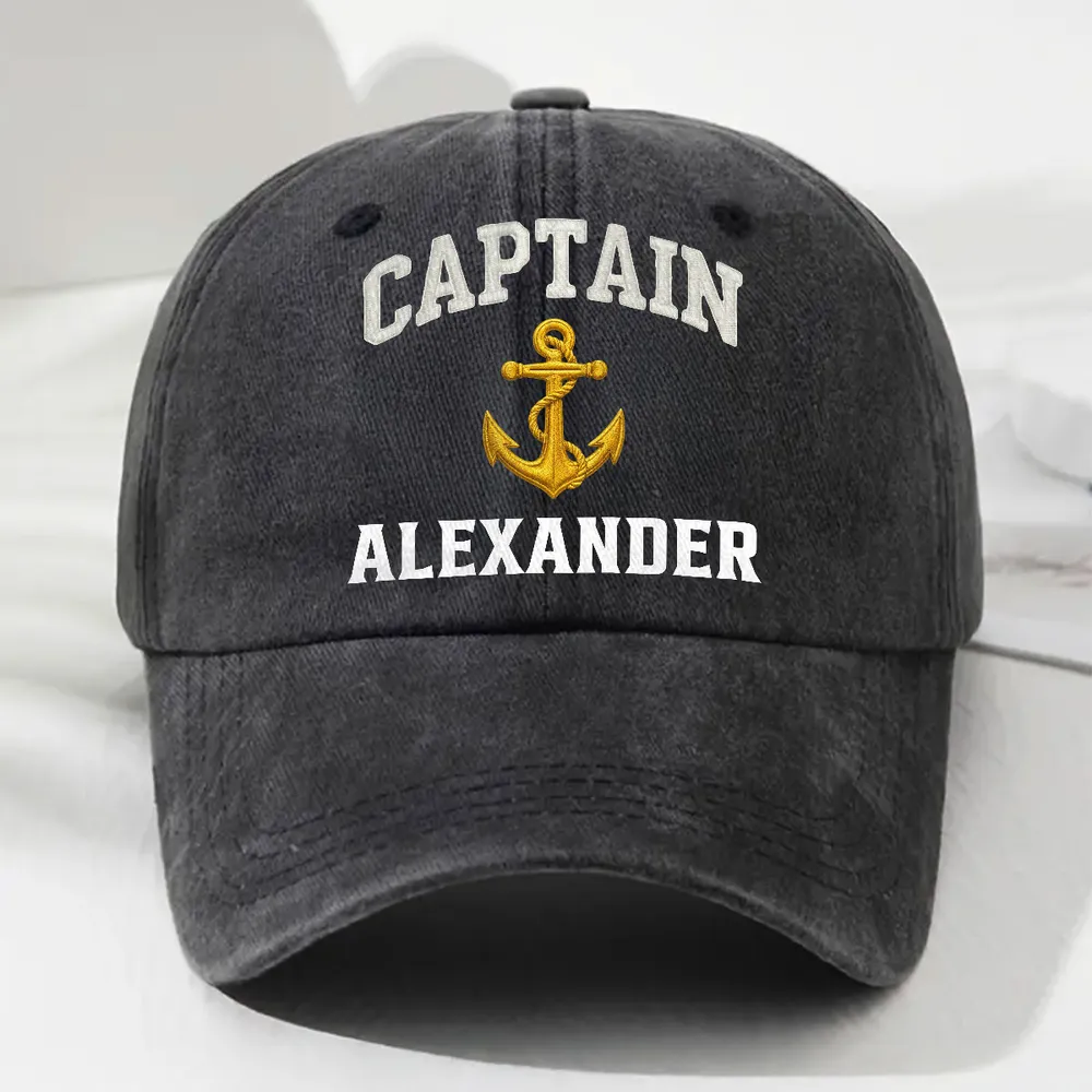 Custom Washed Denim Baseball Cap for Sailing Captain, Creative Gift for Days at Sea - Image 2