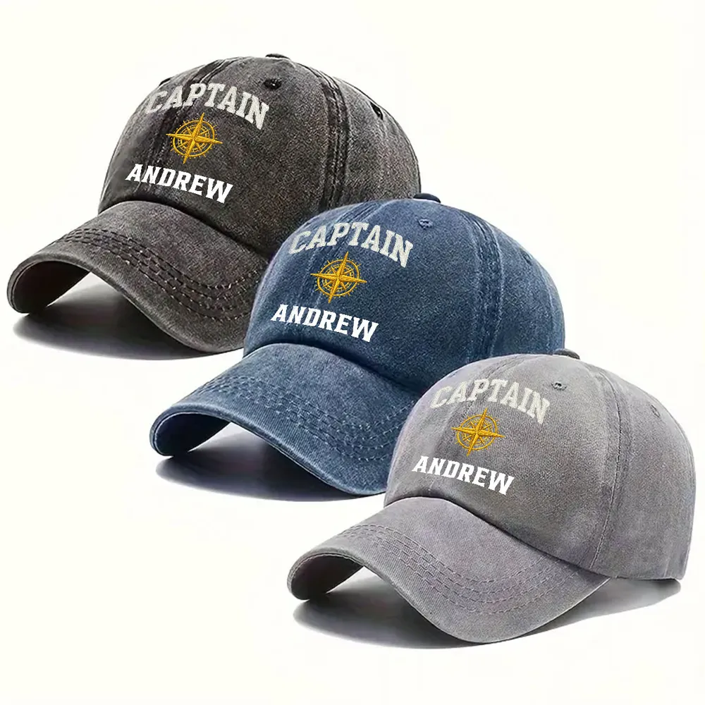Custom Washed Denim Baseball Cap for Sailing Captain, Creative Gift for Days at Sea - Image 4