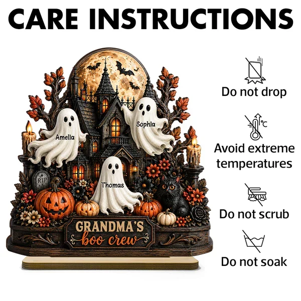 Personalized 2-Layer Wooden Plaque, Grandma's Boo Crew Halloween Decor, Unique Gift for Grandma - Image 5