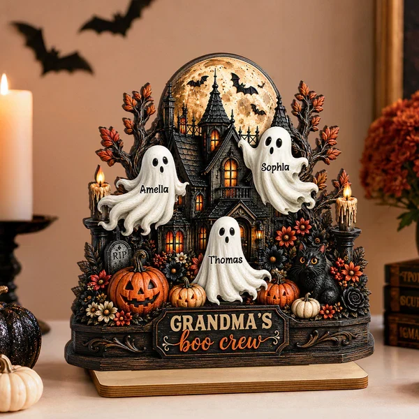 Personalized 2-Layer Wooden Plaque, Grandma's Boo Crew Halloween Decor, Unique Gift for Grandma - Image 6