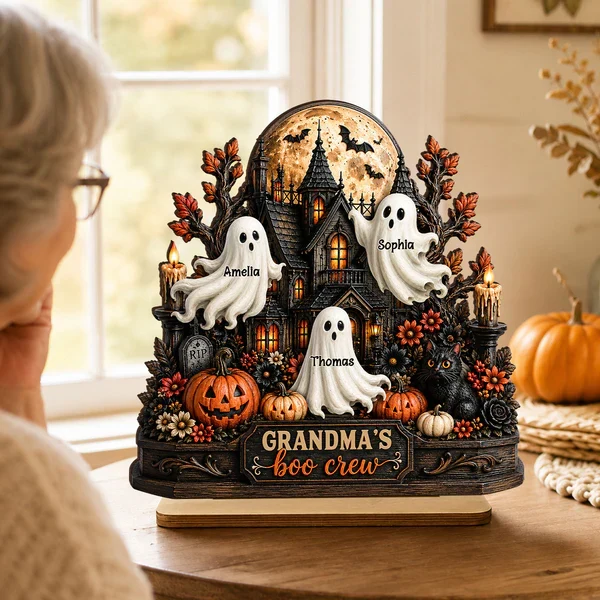 Personalized 2-Layer Wooden Plaque, Grandma's Boo Crew Halloween Decor, Unique Gift for Grandma - Image 7