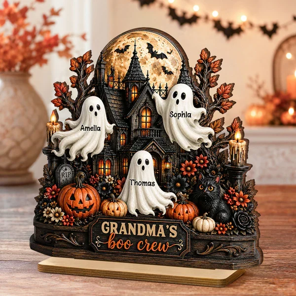 Personalized 2-Layer Wooden Plaque, Grandma's Boo Crew Halloween Decor, Unique Gift for Grandma - Image 8