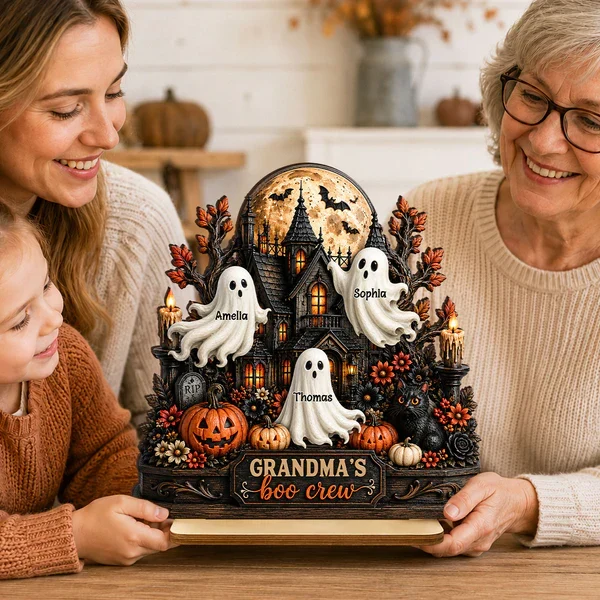 Personalized 2-Layer Wooden Plaque, Grandma's Boo Crew Halloween Decor, Unique Gift for Grandma - Image 9