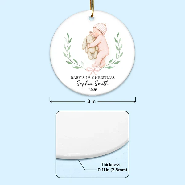 Personalized Ceramic Ornament, Baby's First Christmas Sleeping Baby, Unique Gift for New Parents - Image 4