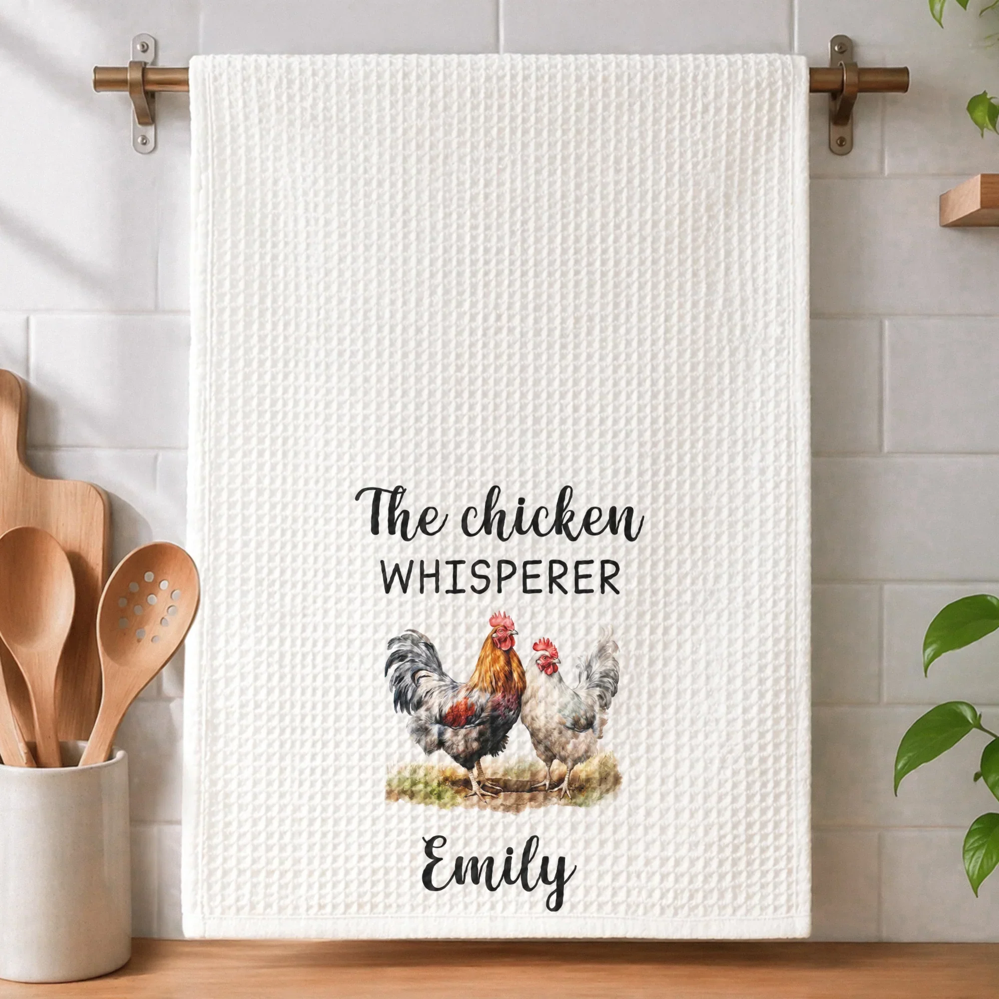 Personalized Funny Chicken Kitchen Towel, Watercolor Farmhouse Decor, Creative Gift for Home Cooks - Image 6