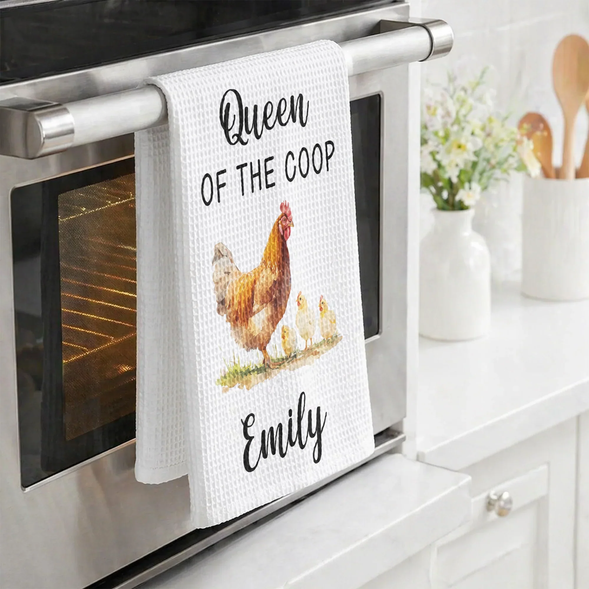 Personalized Funny Chicken Kitchen Towel, Watercolor Farmhouse Decor, Creative Gift for Home Cooks - Image 7
