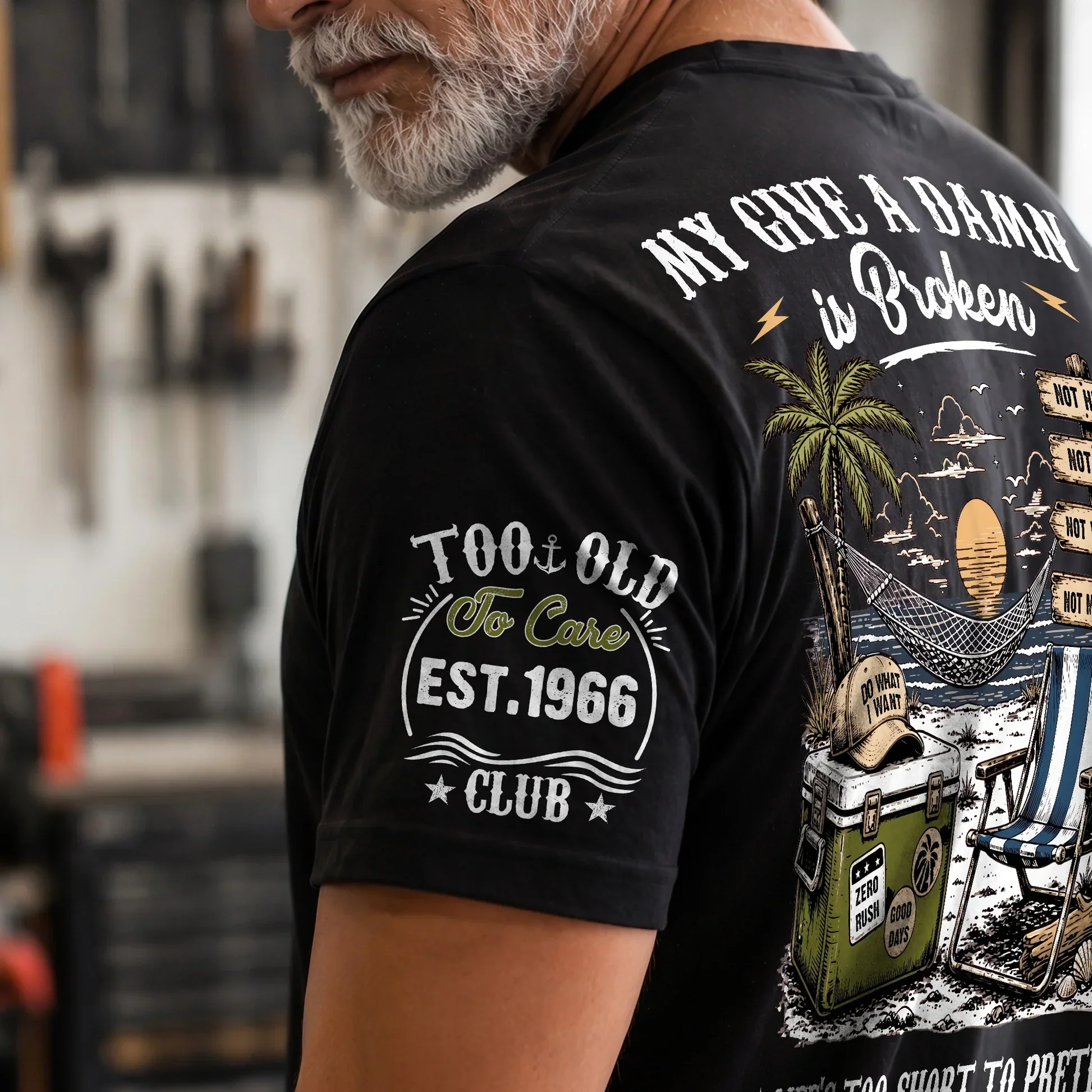 Personalized Dual Print Classic Tee, Too Old To Care Club, Unique Gift For Dad, Husband Or Retiree - Image 2