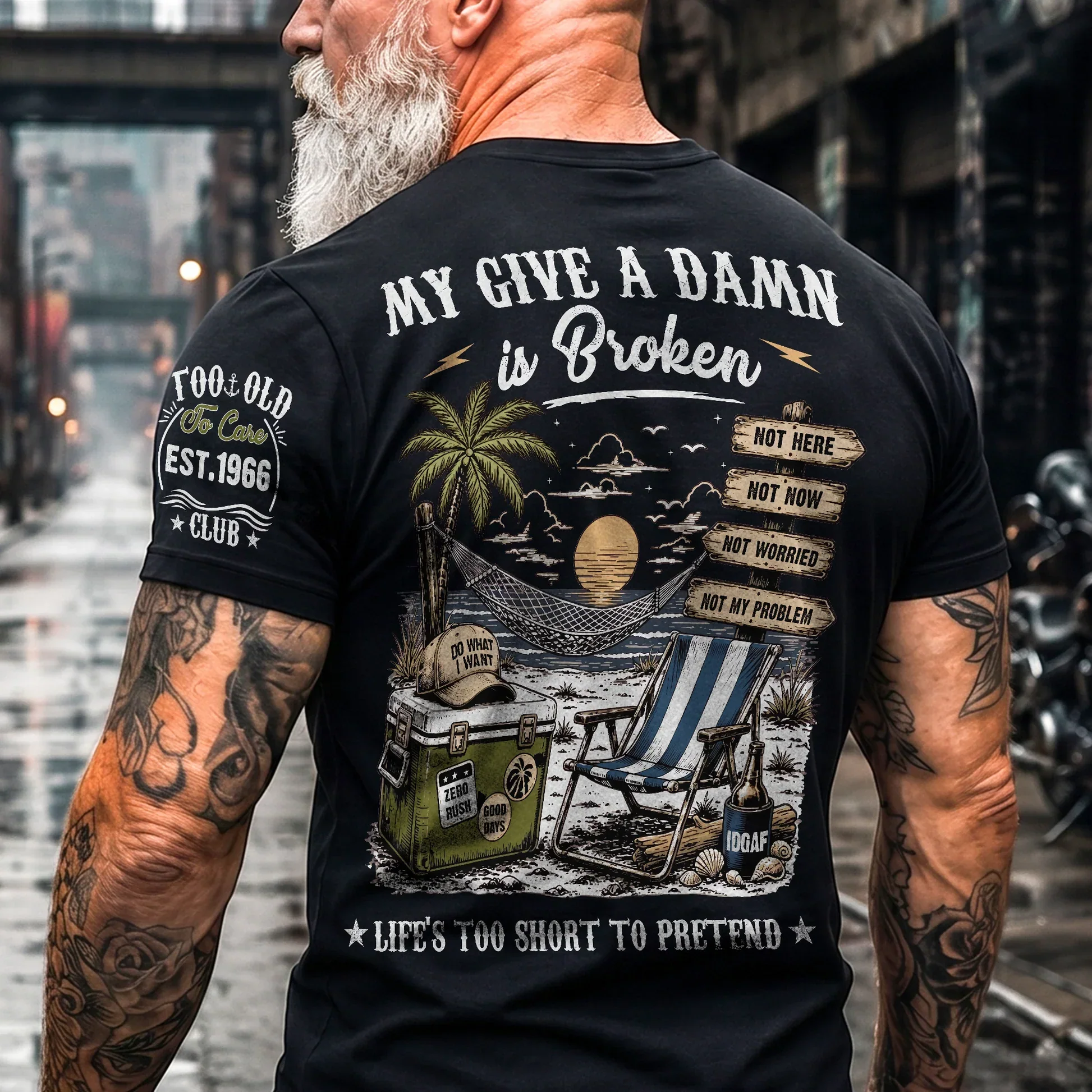 Personalized Dual Print Classic Tee, Too Old To Care Club, Unique Gift For Dad, Husband Or Retiree - Image 6