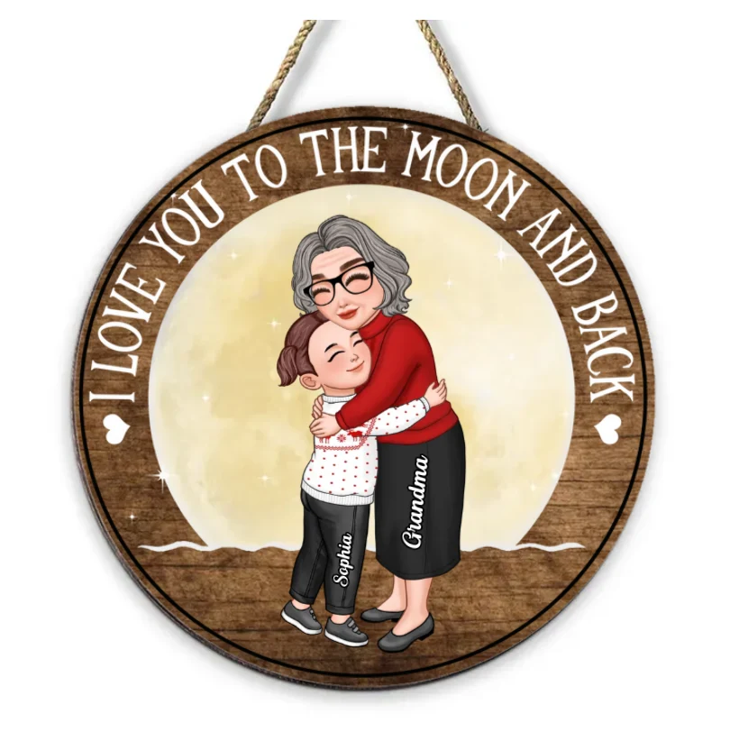 Cute Grandma & Grandkid Hugging - Gift For Grandkids & Grandma - Personalized Acrylic Ornament - Image 7
