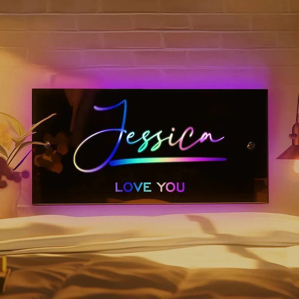 Personalized Affirmations Mirror - Light Colorful - Bedroom Lamp - Custom Name - Image 4