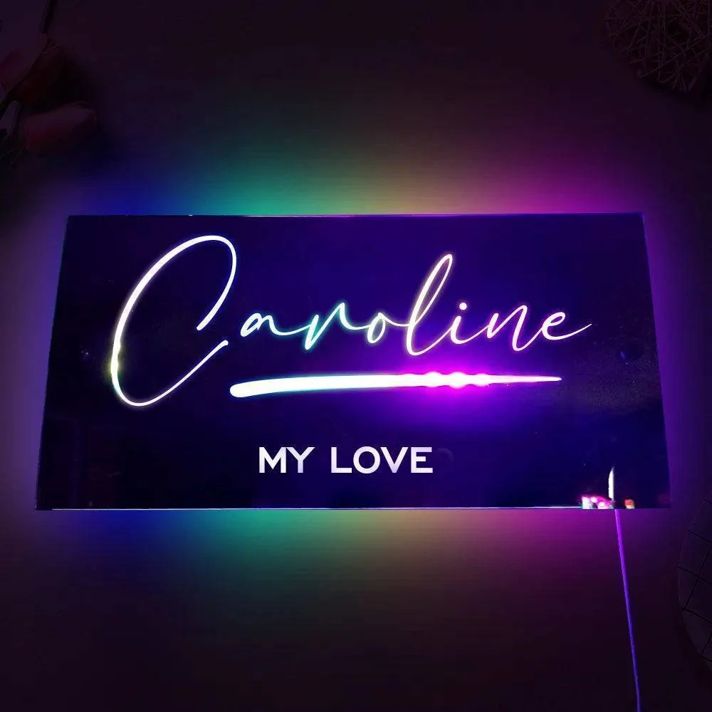 Personalized Affirmations Mirror - Light Colorful - Bedroom Lamp - Custom Name - Image 7
