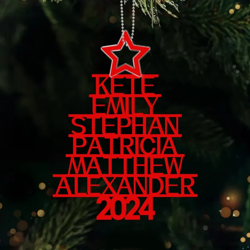 Custom Family Christmas Ornament - Personalized Wood/Acrylic Decor Gift - Image 4