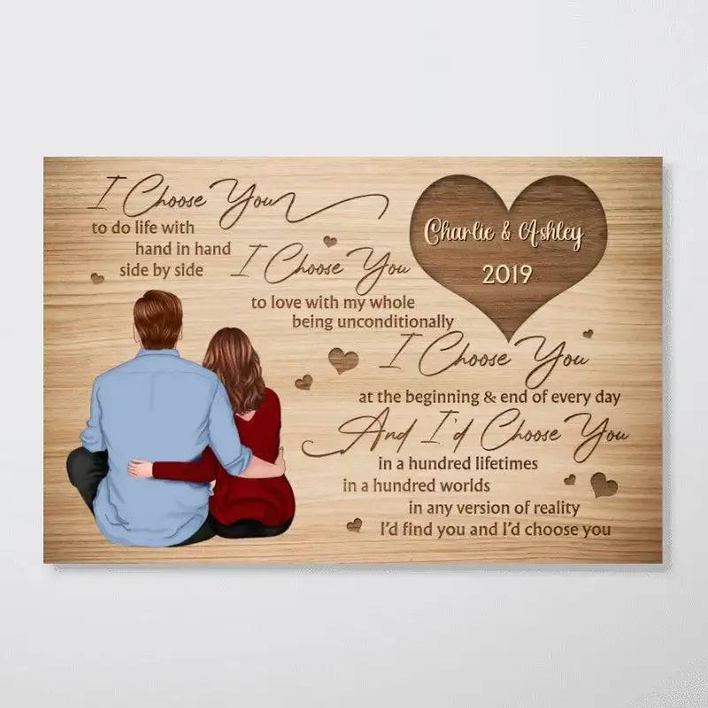 I Choose You - Back View Couple Sitting - Personalized Horizontal Poster - A Timeless Valentine's Day Tribute - Image 3