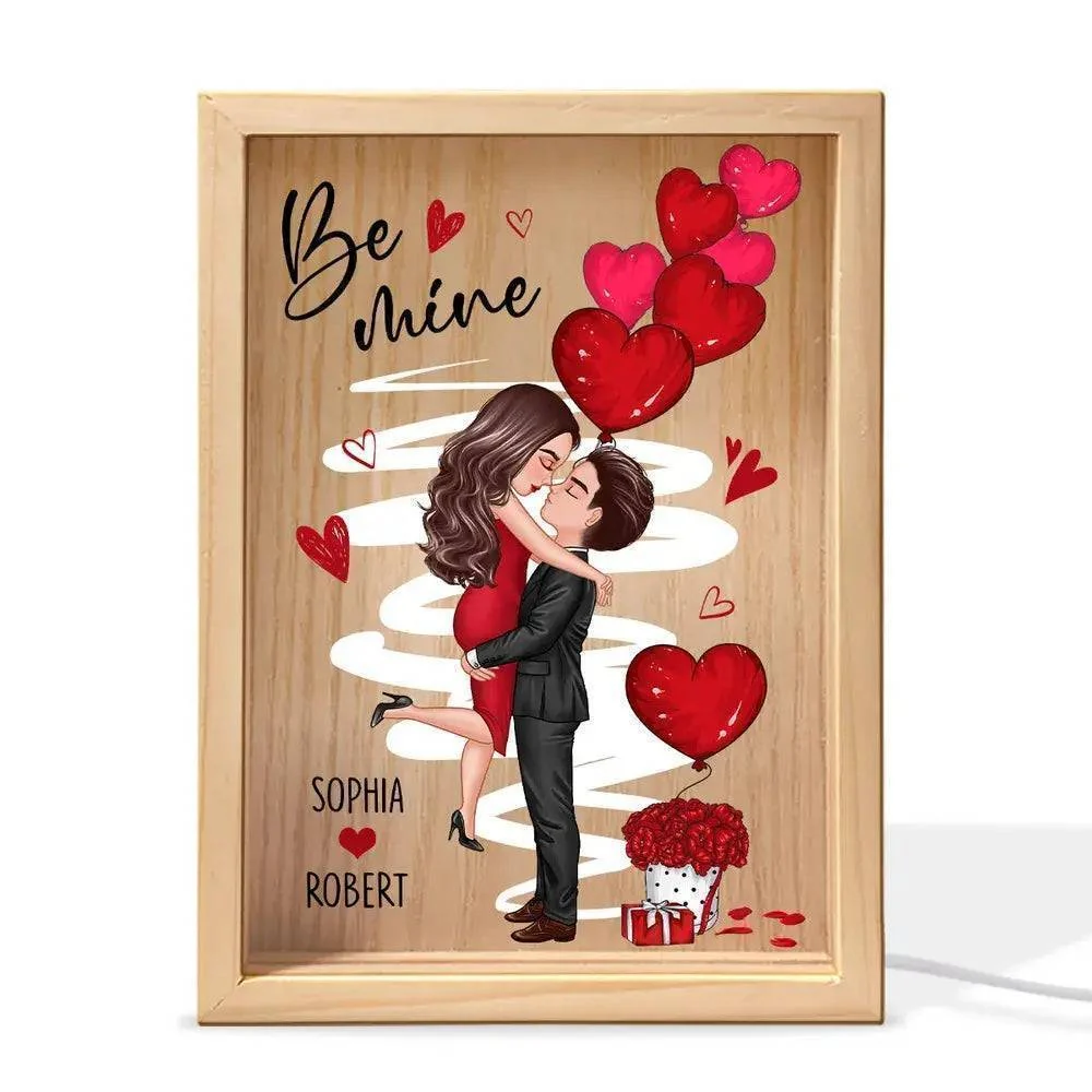 Be Mine Doll Couple Kissing - Valentine's Day Custom Frame Light Box - Personalized Romantic Scene - Image 2