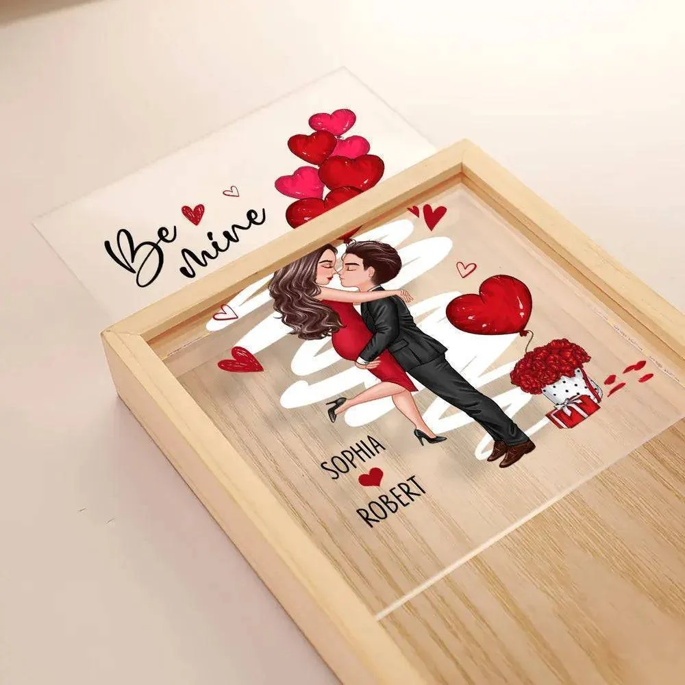 Be Mine Doll Couple Kissing - Valentine's Day Custom Frame Light Box - Personalized Romantic Scene - Image 6