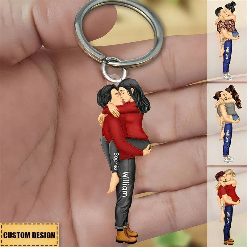 Embrace of Love - Personalized Kissing Couple Acrylic Keychain - Perfect for Valentine's & Anniversary Celebrations - Image 2