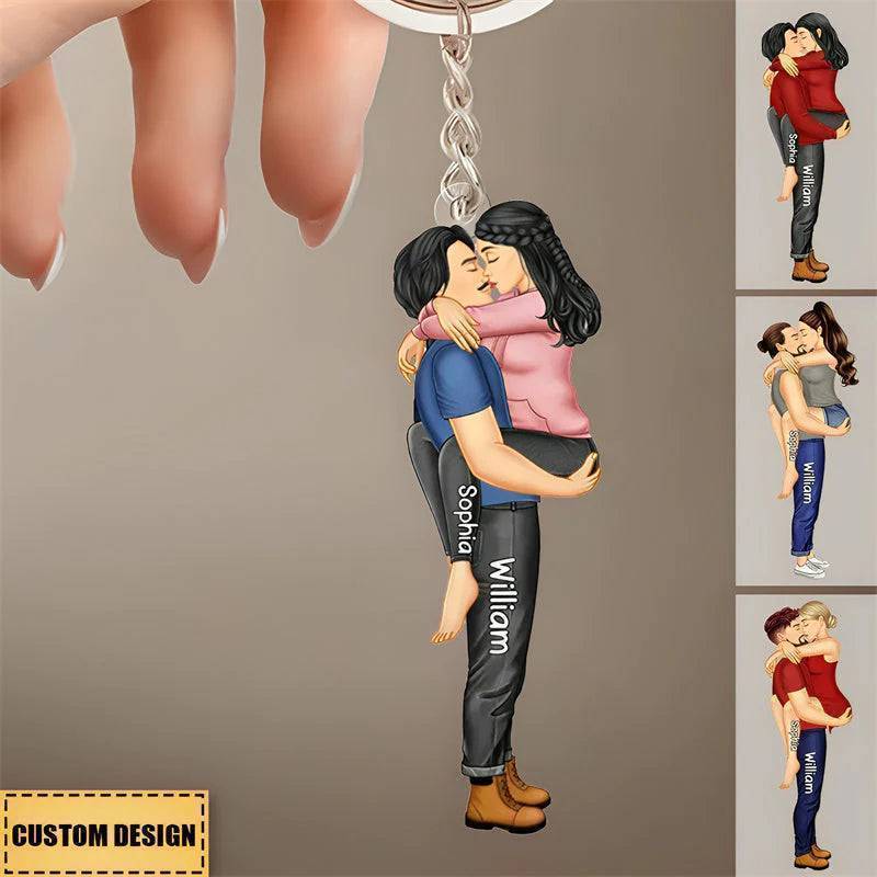 Embrace of Love - Personalized Kissing Couple Acrylic Keychain - Perfect for Valentine's & Anniversary Celebrations - Image 5
