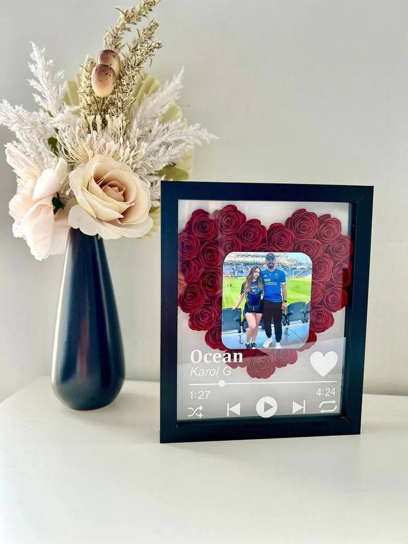 Love in Bloom - Personalized Heart-Shaped Flower Shadow Box with Photo - Ideal for Valentine's Day & Anniversaries - Image 15