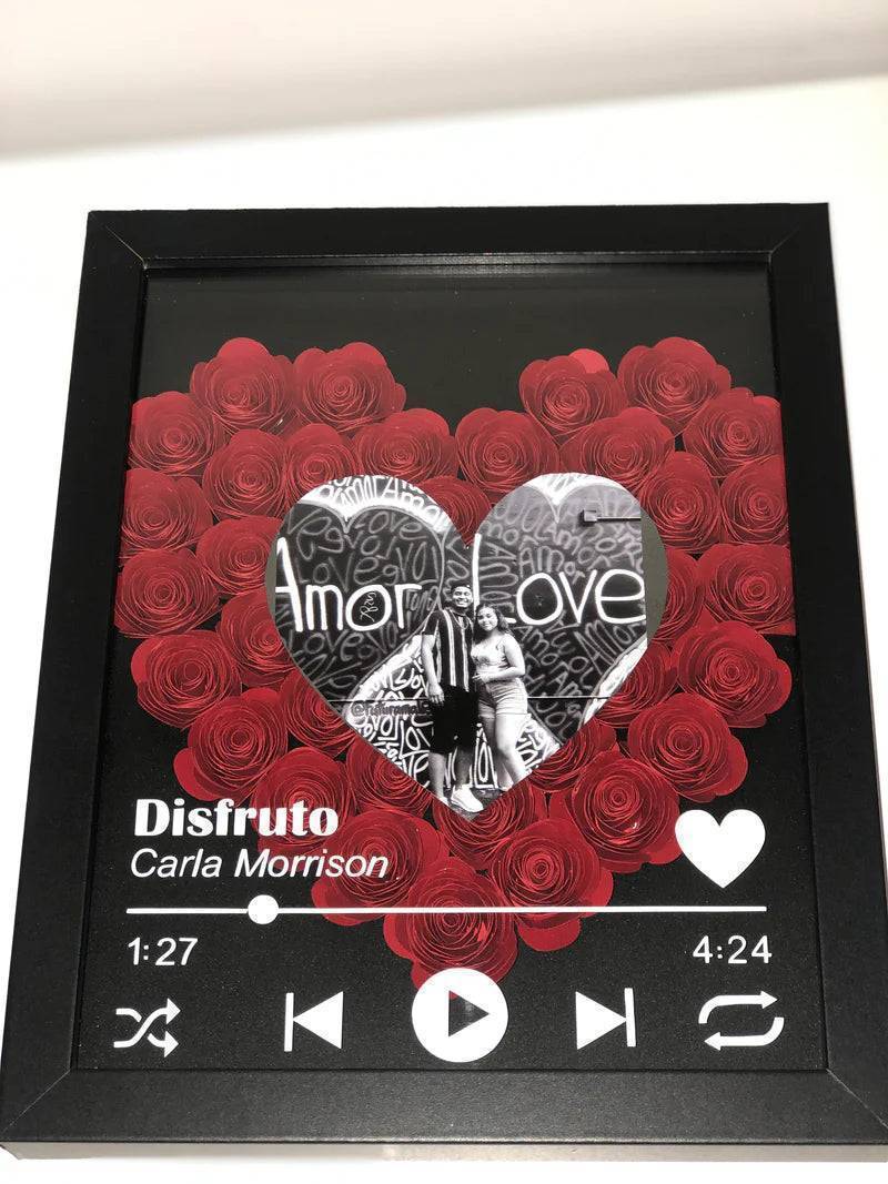 Love in Bloom - Personalized Heart-Shaped Flower Shadow Box with Photo - Ideal for Valentine's Day & Anniversaries - Image 6