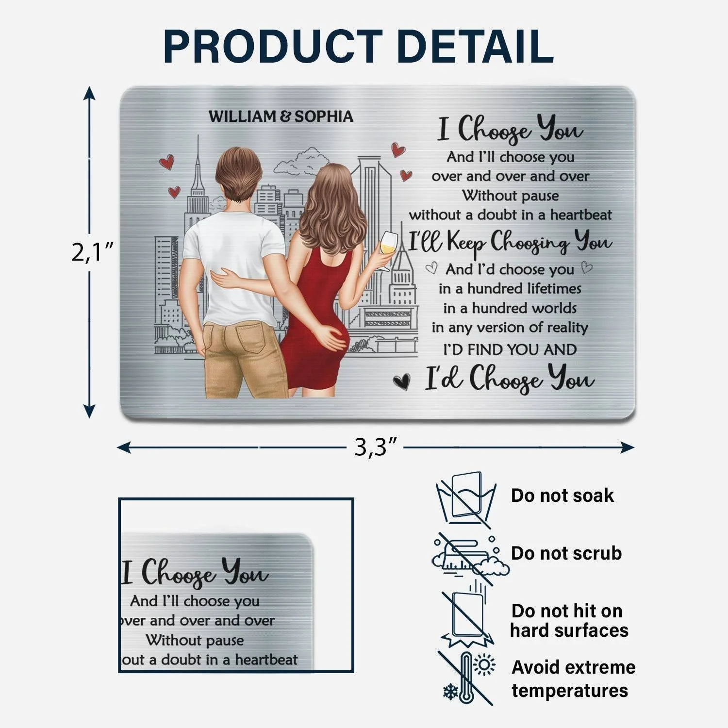 Personalized 'I Love You' Aluminum Wallet Card - Ideal for Anniversaries & Valentine's - Image 6